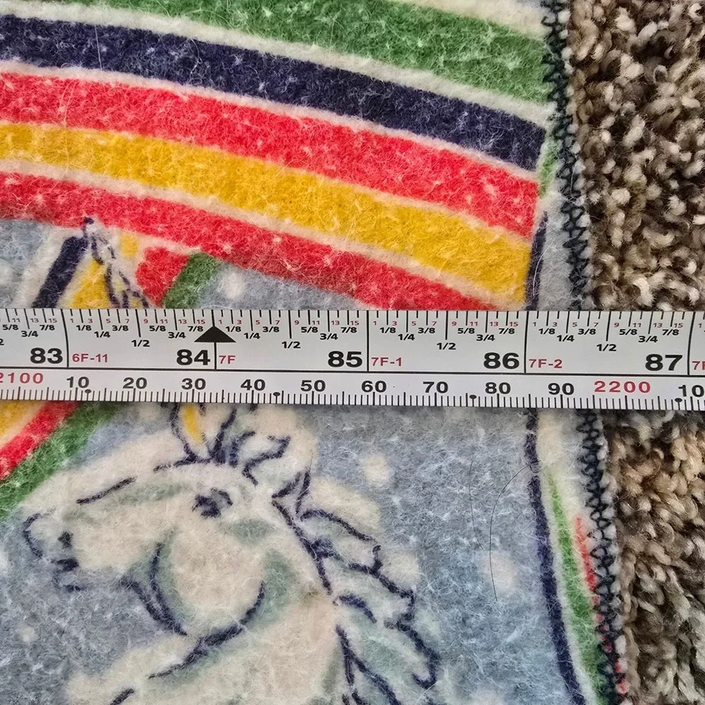 VintageUnicorn‎ Rainbow Fleece Blanket Blue Twin Large Throw 86x72